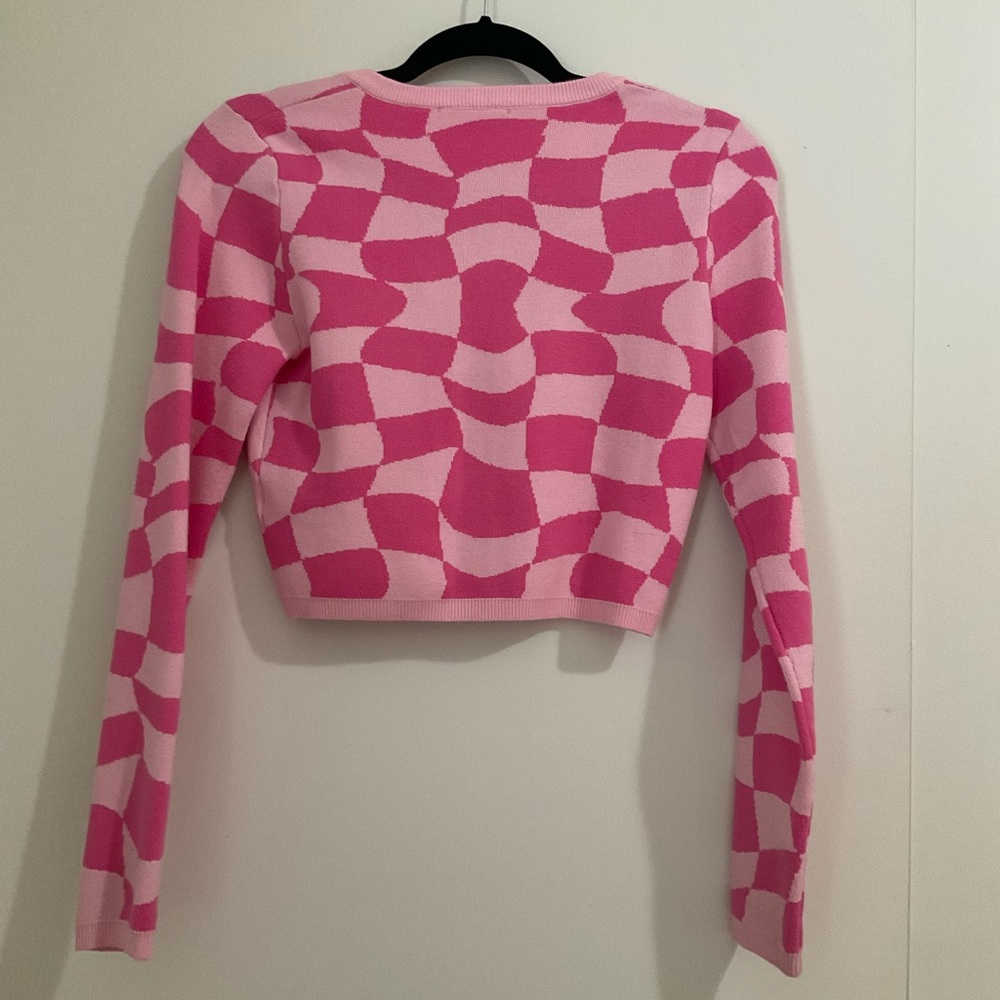 Y2K Vibe Pink Patterned Sweater - Picture 3 of 4
